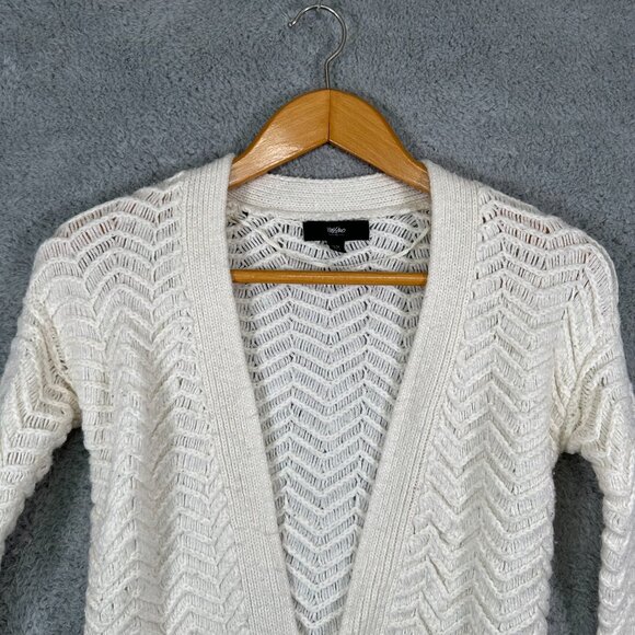 Mossimo Cardigan Cream Long Sleeve Open Front Fuzzy Knit Sweater - Picture 3 of 10